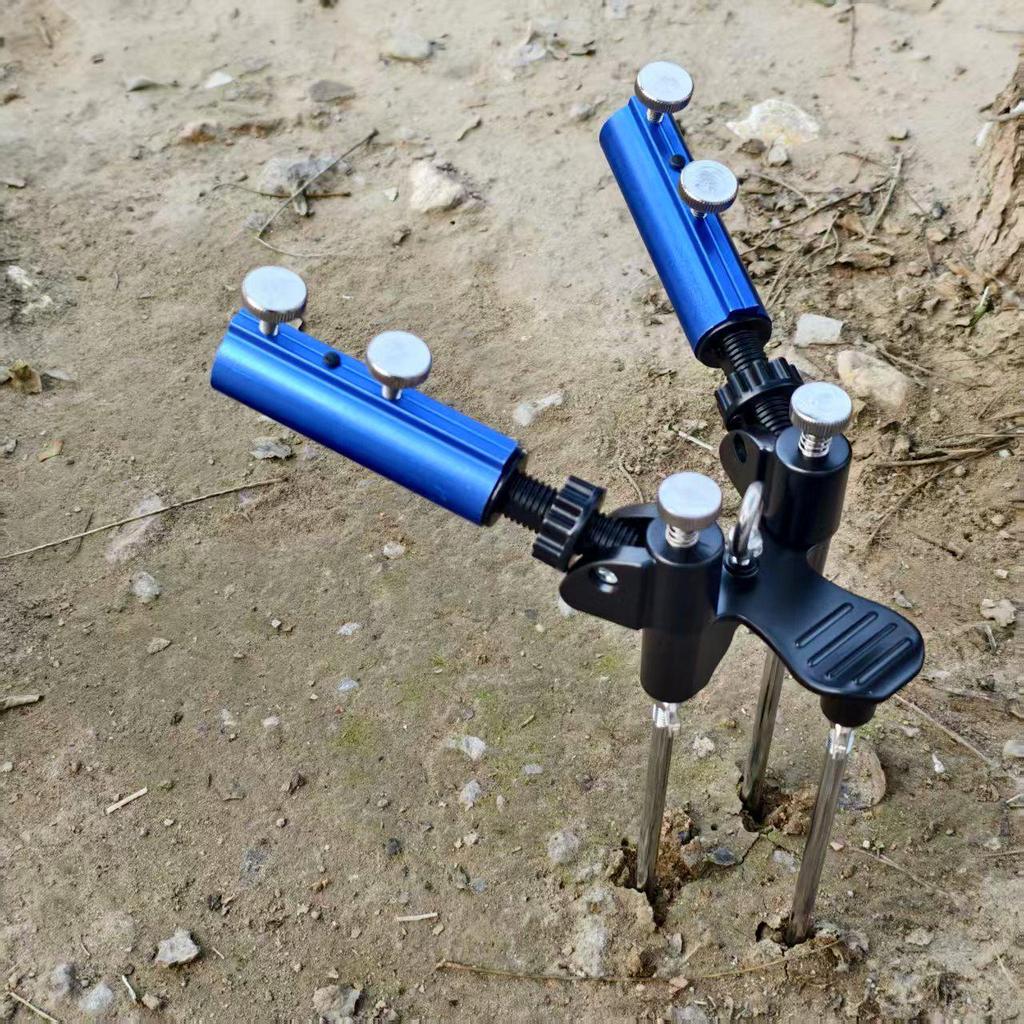 Universal Double Rod Ground Spike Fishing Rod Holder Tripod