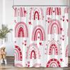 Cartoon Shower Curtain Autumn Leaf Heart Pattern Pink Love Doodle Bathroom Decor Kid Child Polyester Bath Curtain With Hook