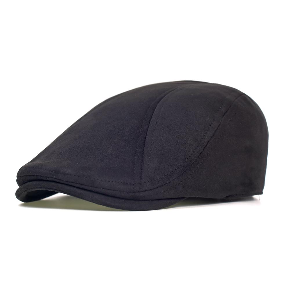 Winter Autumn Vintage Newsboy Cap Hat Men Women Casual Beret Solid Cap PU Leather Flat Caps