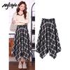 MJ STYLE Women's Retro Plaid Irregular High-Waist A-line Skirt
