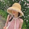 French Lace Lace Sunshade Straw Hat For Women In Summer, With A Large Brim And A Floating Fisherman Hat, Foldable Beach Sun Hat