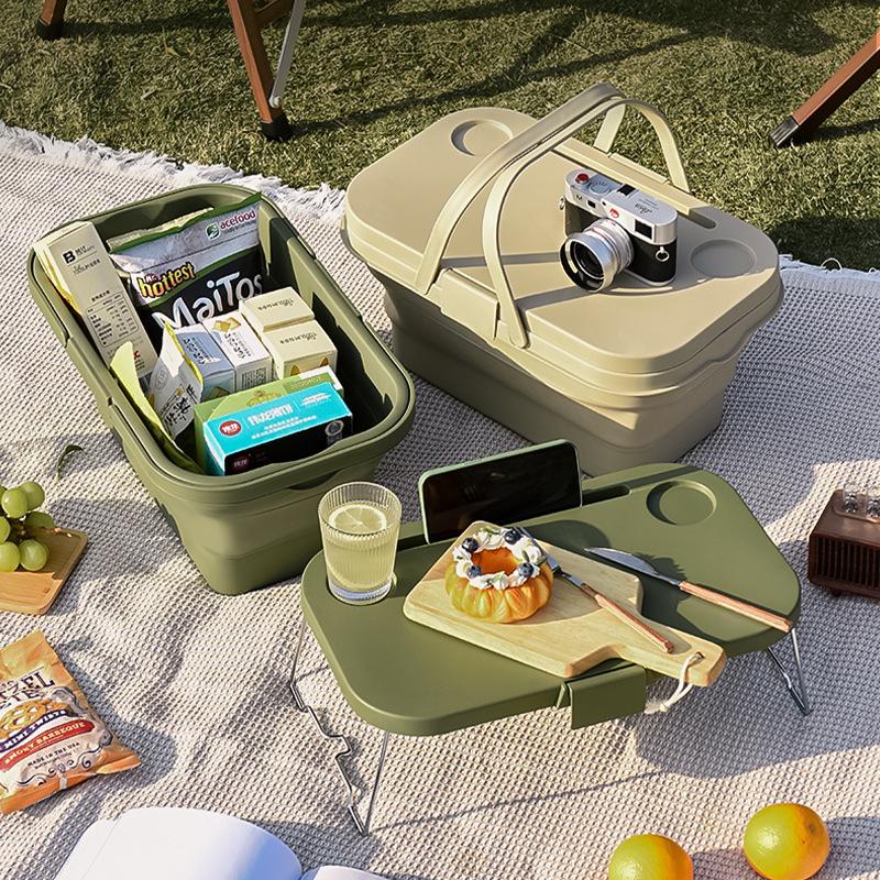Collapsible Picnic Basket with Large Capacity for Outdoor and Car Use