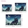 2D Magical Moonlight Cat Backdrop Cloth, Night Sky & Flower Photo Background