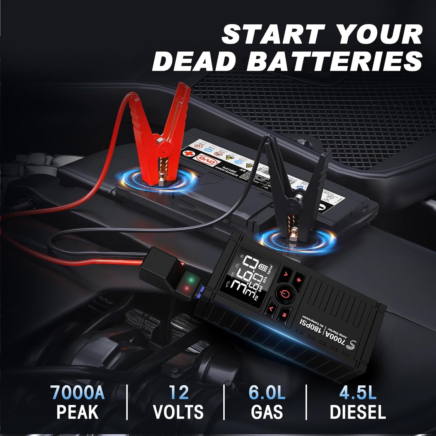 

Jump Starter with Air Compressor and Charger Cable for Jump Starter United States