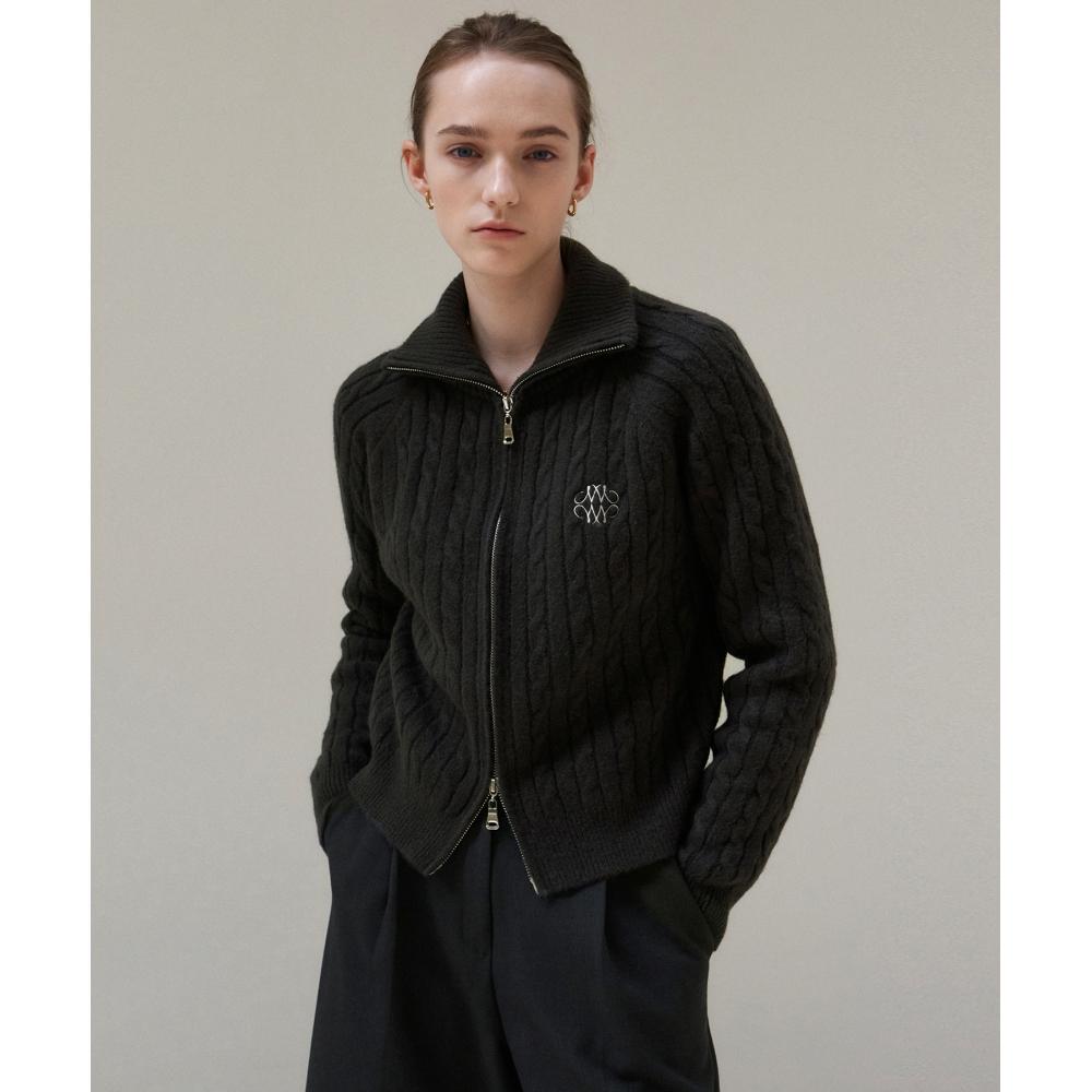 

NICKNICOLE NICOLE TWO WAY HIGH NECK CARDIGANCHARCOAL