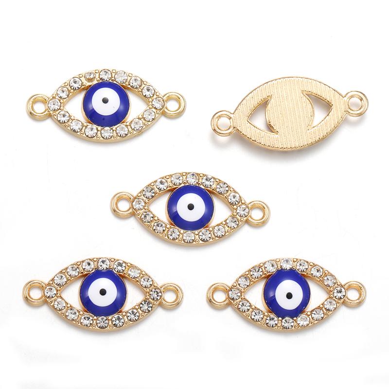 30pcs/set Enamel Crystal Evil Eye Charms Turkish Lucky Blue Eye Charms Pendants for Bracelet Earrings Necklace DIY Jewelry W517