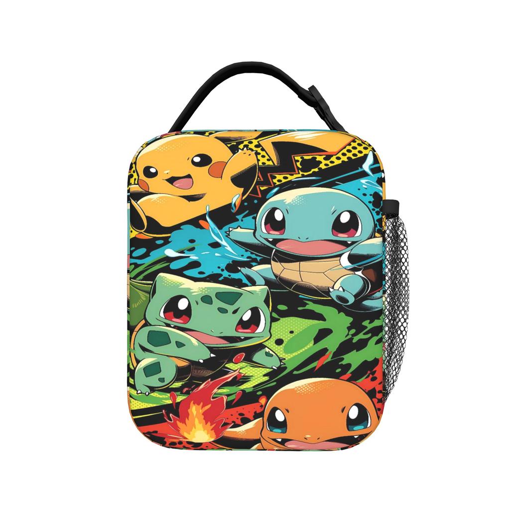 Squirtle Chaotic Mix Anime Lunch Bag For Women  Print Travel Lunch Box Funny Portable Oxford Cooler Bag