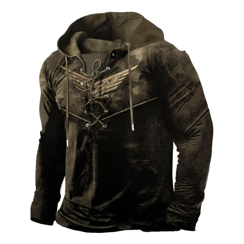 Herren Kapuzenpullover Lockerer Schnitt Mit 3D Digitalem Tierdruck Air Layer Stoff Langarm Freizeit Oberteil Alles