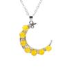 Vintage Handmade Colorful Beads Agate Beads Crystal Beads Moon Pendant Necklace N552