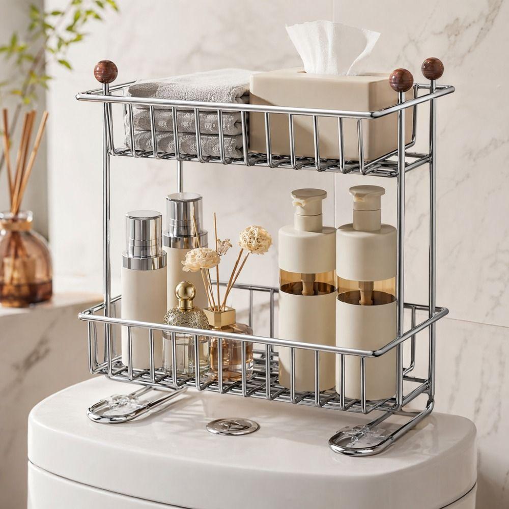Rustproof Toilet Storage Rack Stainless Steel Bathroom Storage Shelf  Skincare Product Storage