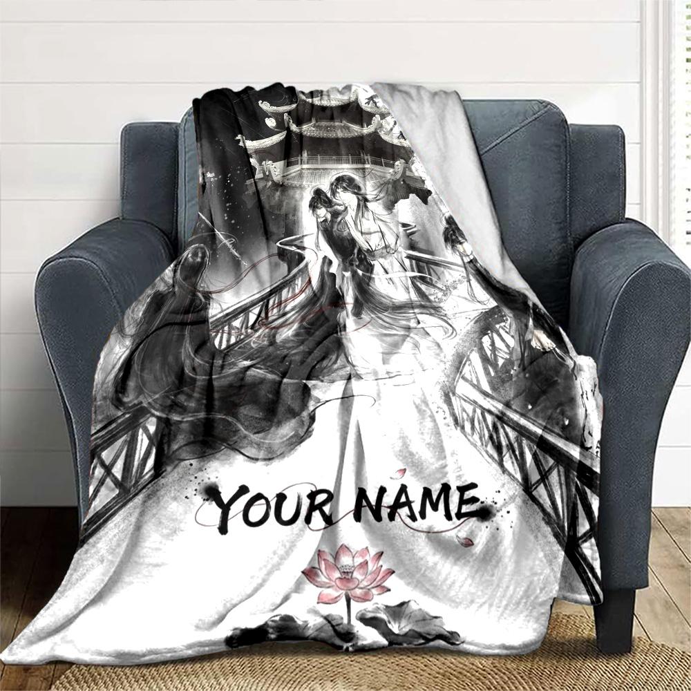 Name Custom Mo Dao Zu Shi Print Flannel Blanket High Quality Warm Comfortable Cover for All Seasons Perfect for Gifts Home Decor