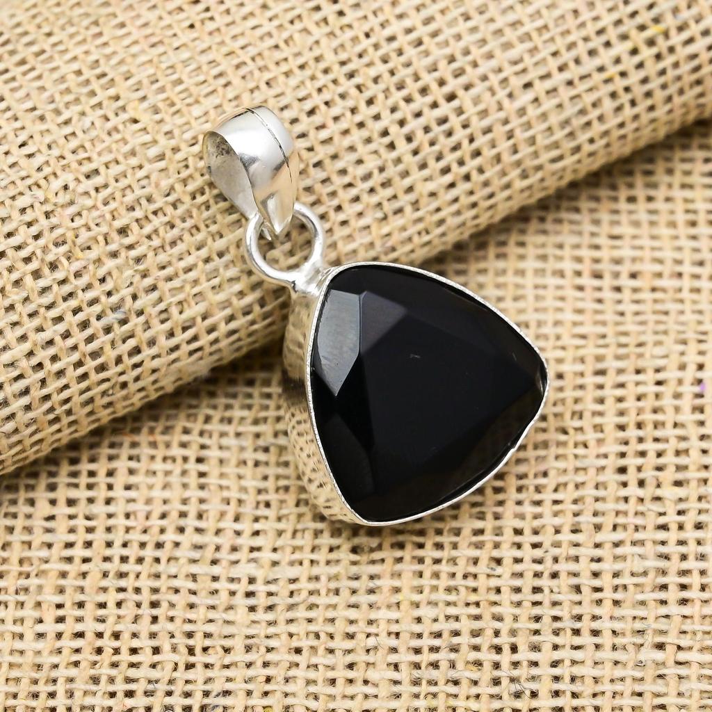 Black Spinel Pendant, 925 Solid Sterling Silver Pendant Handmade Gemstone Jewelry, Gifts For Wife Brand New Pendant