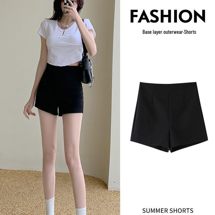 

Women s Summer 2024 Korean Style High-Waisted Black Slimming Shorts S