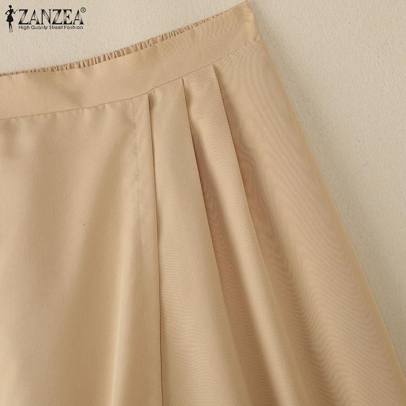 ZANZEA Women Casual Elastic Waist Summer Loose Capri Pants