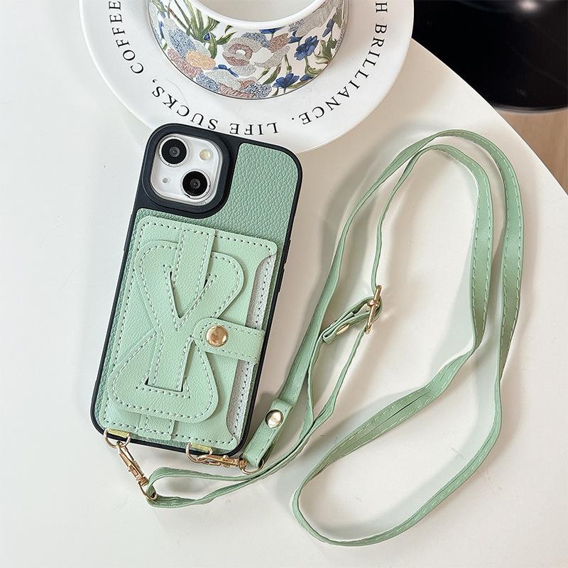 Armband Einfarbig Kartenhalter Münzfach Handyhülle für Apple 17promax Umhängekordel für IPhone16pro Leder