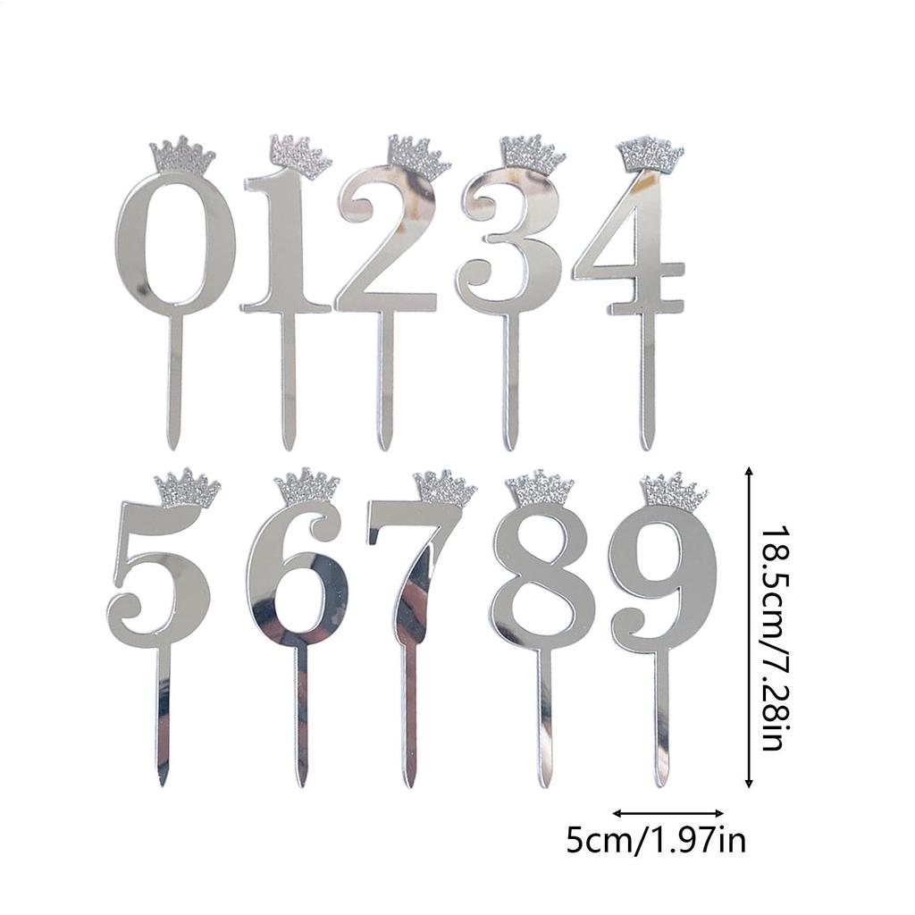 0-9 Number Cake Topper Decoration Acrylic Decorative Cupcake Decor Anniversary Happy Cake Decoration Card For Birthday