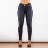 Shascullfites Melody Crackle Black Coated Women's Leggings Spandex Chinlon Push-Up Bum Lift Pants Lifting Fitness Trousers