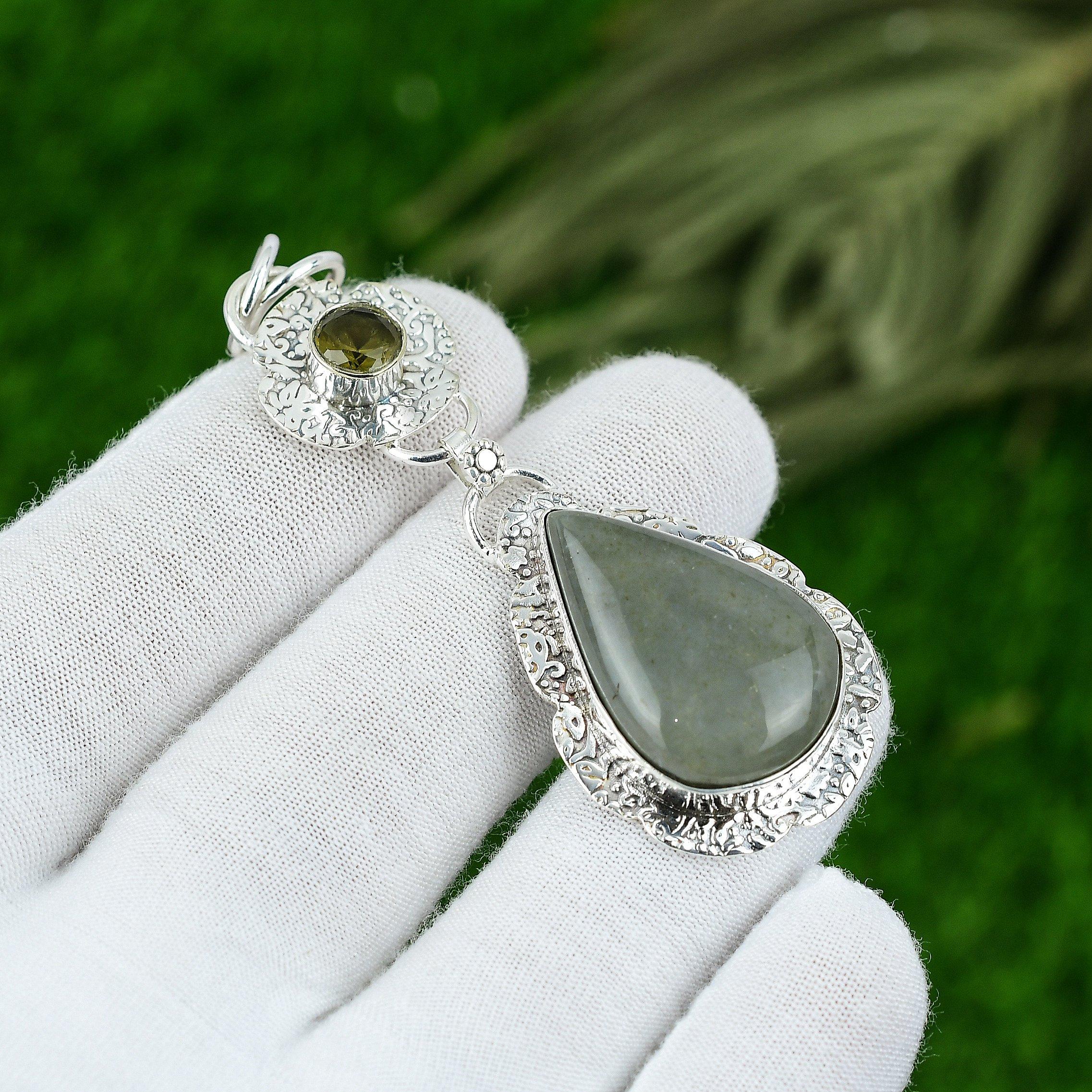 

Birthday Gift For Her Natural Polychrome Jasper Gemstone Pendant 925 Silver