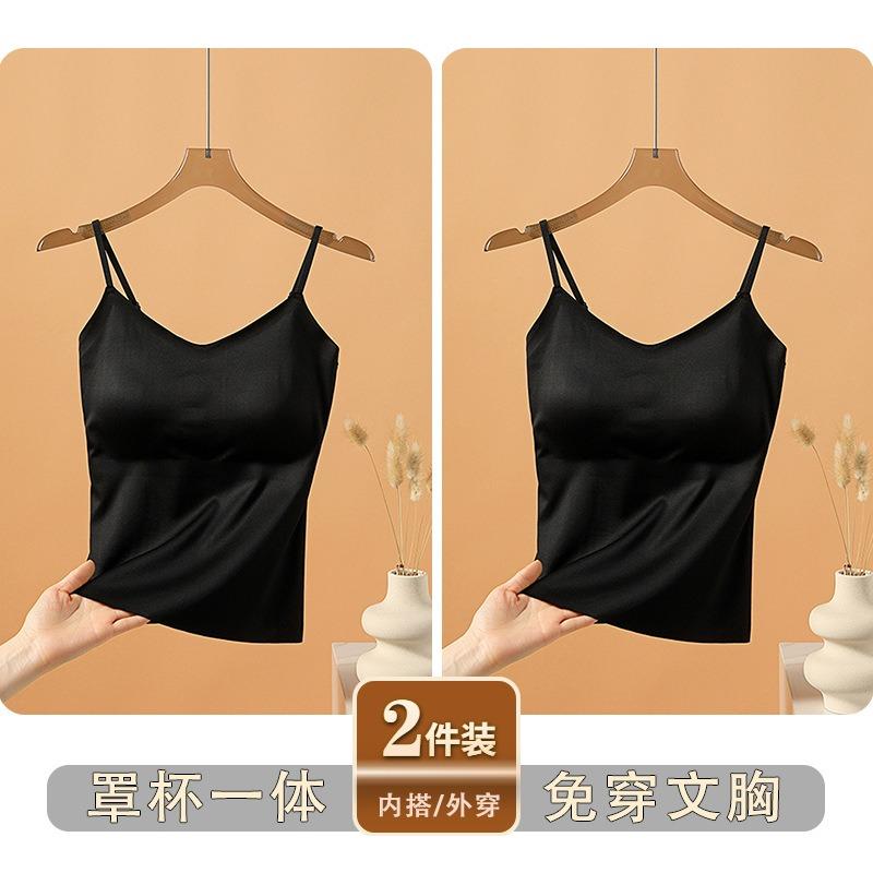 Canottiera da Donna con Spalline Sottili e Reggiseno Imbottito Integrato Top Interno Pezzo Unico