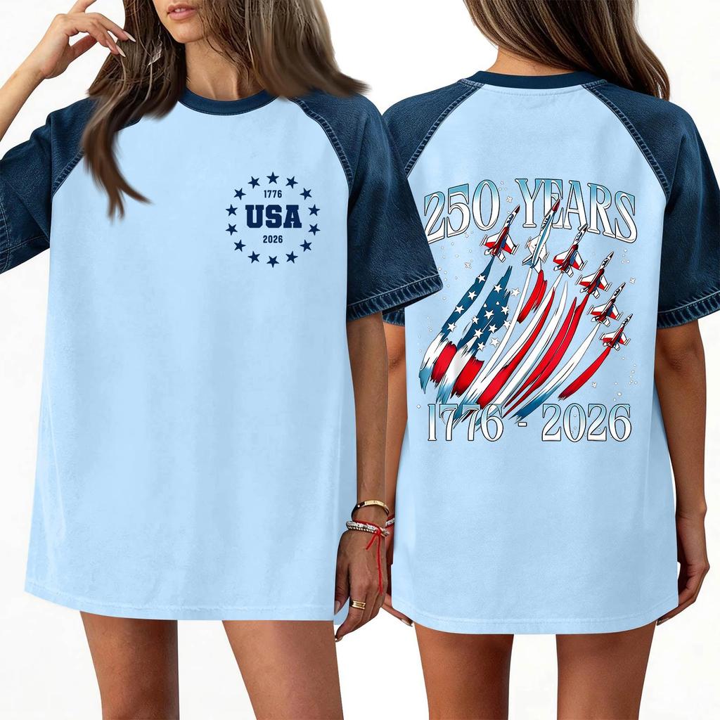 Denim Patchwork Shirts For Women Stand Collar Casual Blouse Short Sleeve Comfy Tshirt Spring Summer Fashion