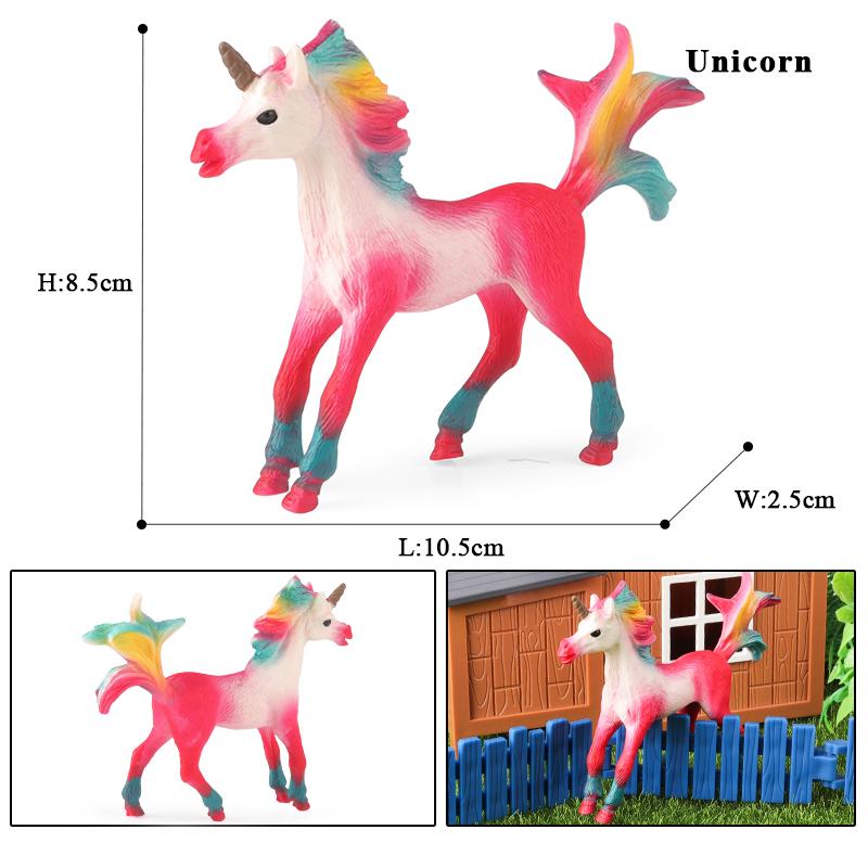 Oenux New Mythical Elf Pegasus Fairy Tale Fly Horse Kids Toy Action Figures Animal Model Cute Girl Birthday Gift Cake Toppers