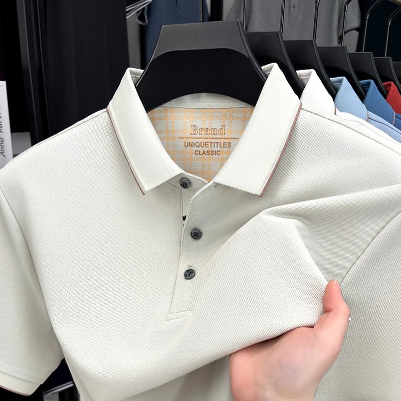 Original Design Men's Polo Shirt Lapel Short Sleeve T-Shirt Summer Solid Color Simplicity Breathable Office Casual Menswear