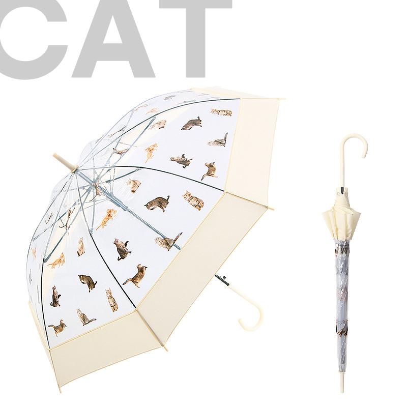 

Милый прозрачный зонтик для девочек с длинной ручкой, зонтик в корейском стиле для женщин, большой размер, зонт от дождя для собак и кошек, прочный, ветрозащитный