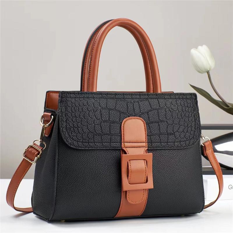 Contrasting Color Stone Pattern, Simple Leather Texture, Personality and Large Capacity, Shoulder Crossbody Big Bag