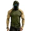 Maglia da Uomo a Maniche Lunghe con Cappuccio, Prestazioni Elevate, Mascherina Integrata e Maniche Raglan per Attività all'Aperto, Abbigliamento Sportivo
