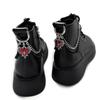 1Pc Red Heart Cross Shoe Buckle Versatile Thorns Roses Titanium Steel Chain Decorative Accessory Boots Shoe Party Diy Jewelry