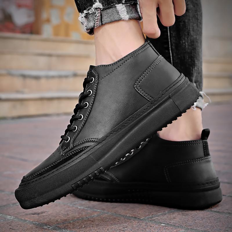 Fashion Autumn Winter New High-top Business Casual Quality Leather Men's Boots Fashion Boots Trends Soft Sole Sneakers Men's Ankle Boots