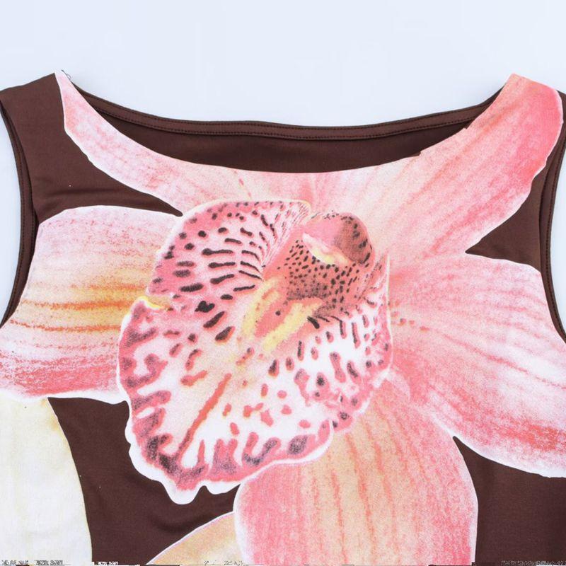 Kaslead New Women Clothes Western Style Fashion Simple Flower Print Nylon Top 5584377