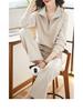 Women's Trendy Autumn Two-Piece Set: Elegant Collared Long-Sleeve Sweatshirt and Casual Pants