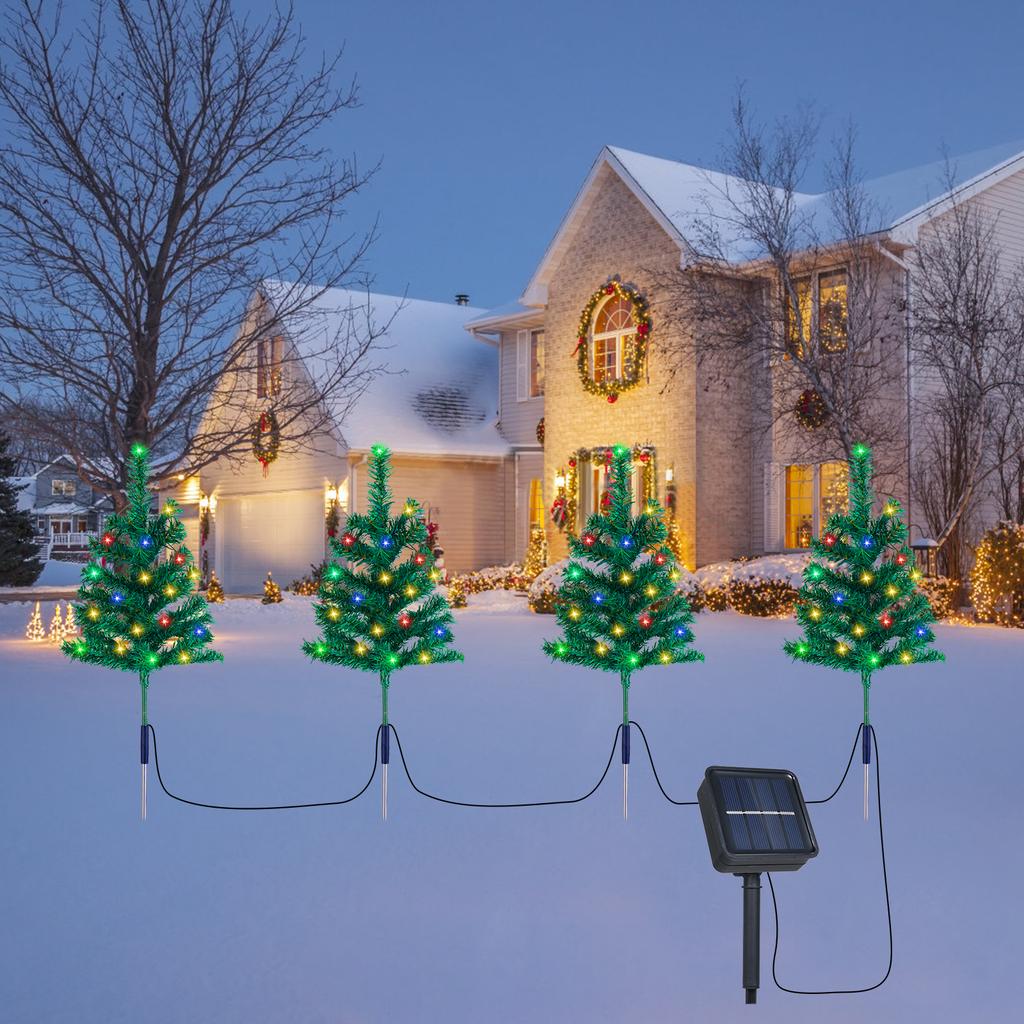 Solar Christmas Tree Lamp Solar-Powered Xmas Ground Lights Lawn Lamp Outdoor Yard Garden Decorative