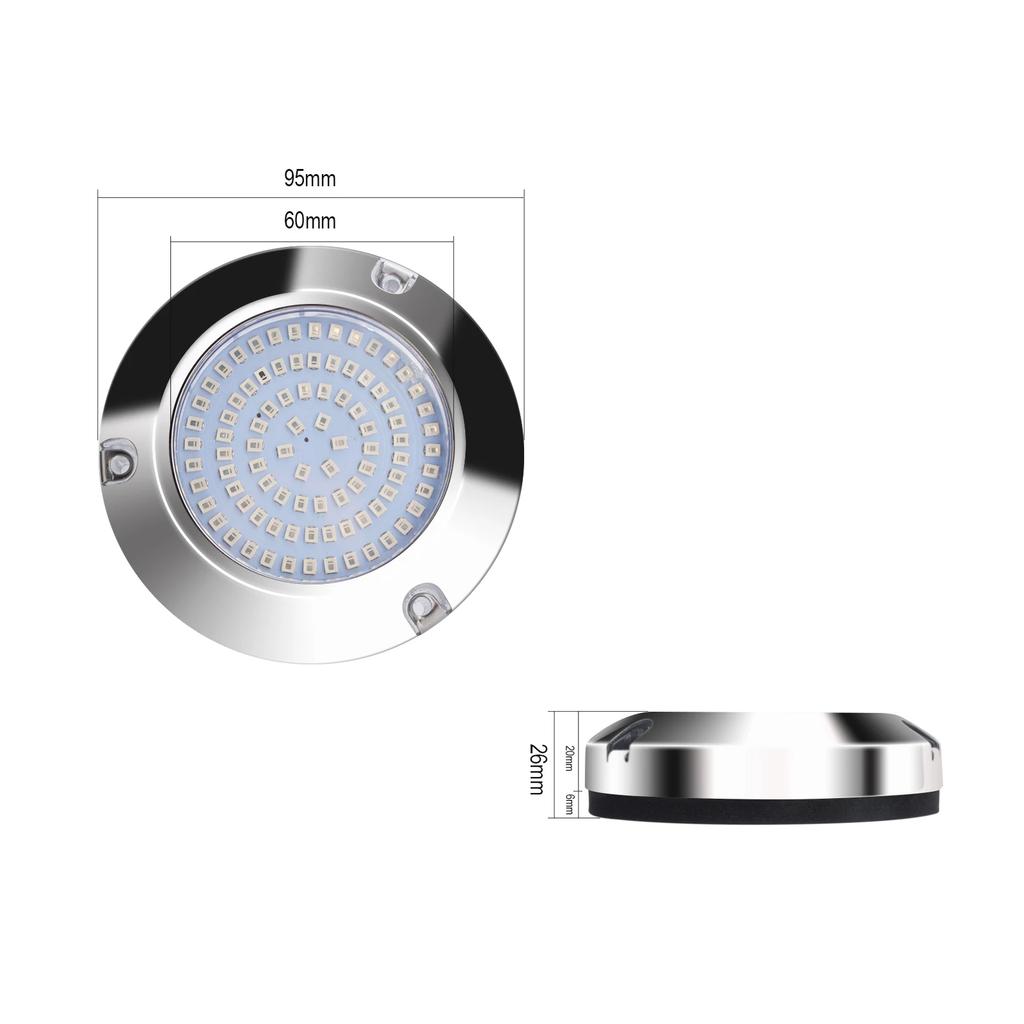 2PCS 90LED Round Chrome Marine LED Yacht Light Underwater Light Super Bright Stainless Pontoon Waterproof Boat Marine Lights