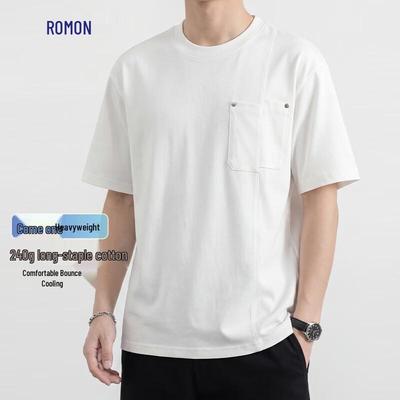 Luomeng Herren Rundhals-T-Shirt aus langstapeliger Baumwolle