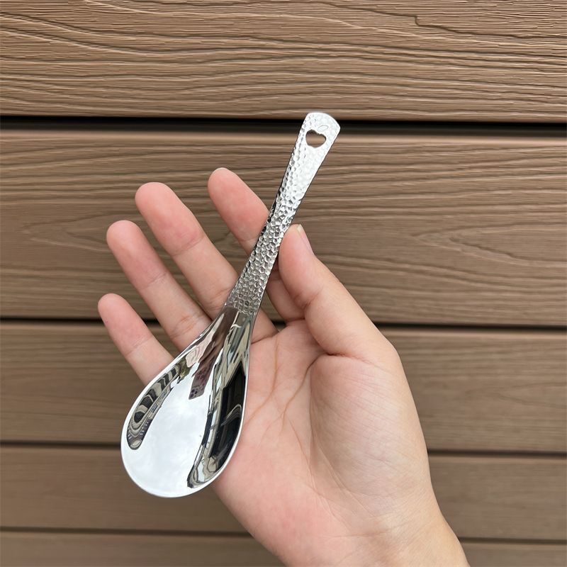 Stainless steel hammered spoon household thickened dinner spoon students eating spoon dessert spoon