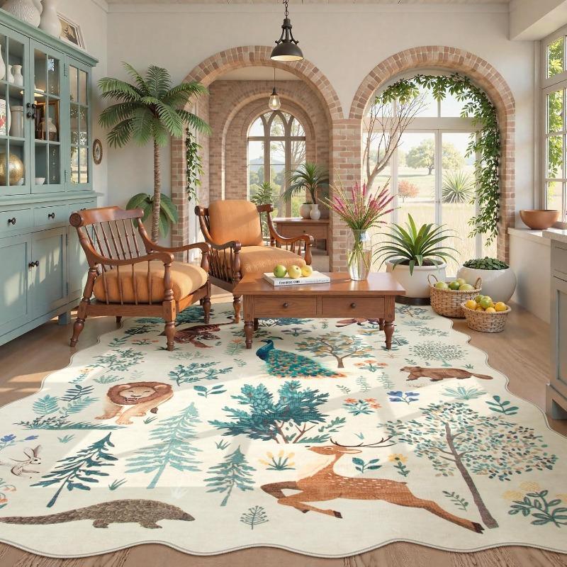 

Animal Pattern Living Room Carpets Nordic Light Luxury Bedroom Bedside Rug Foldable Machine Washable Sofa Coffee Table Mat 50x80cm (19x31inch)