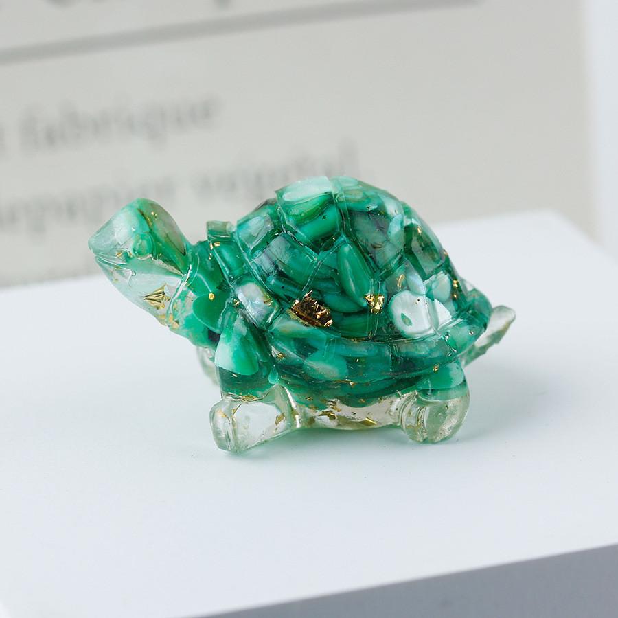 Resin Turtle Aquarium Decor With Natural Crystal Chips For Home Office And Gift