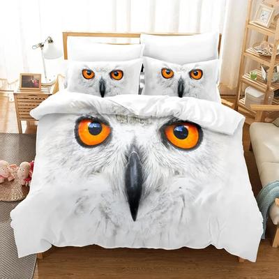 Owl Duvet Cover Set Microfiber Cute White Owl Comforter Cover Bird Animal Quilt Cover For Boys Teens Adults Double Queen Size