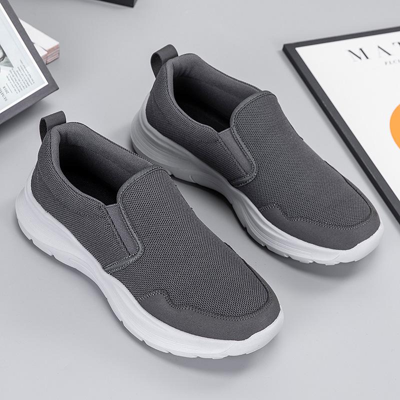 

Large size men s breathable canvas daily casual ultra-light flash wear thick-soled light lazy shoes 45 темно-серого