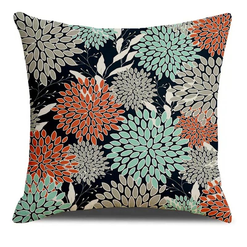 Colorful Floral Yellow Red Pattern Printed Soft Square Pillowslip Blend Cushion Cover Pillowcase Living Room Home Decor