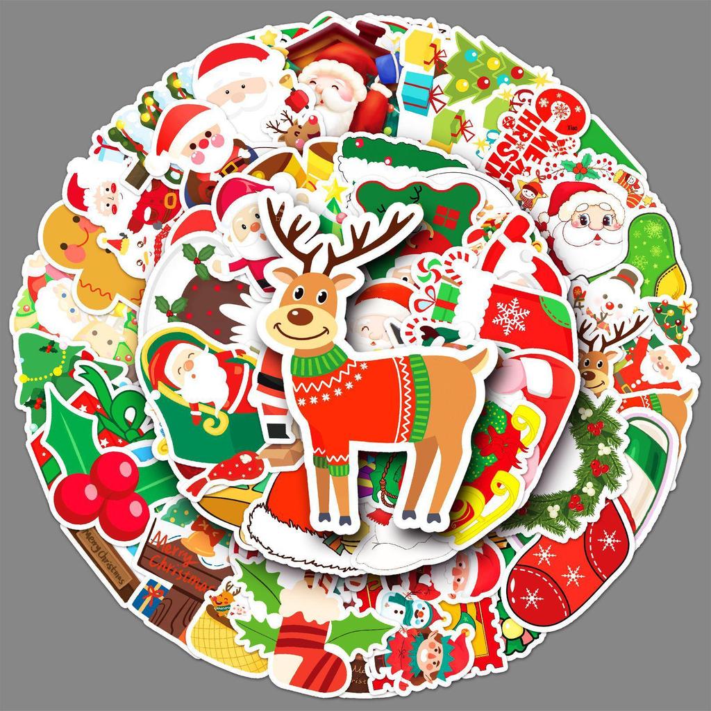 50 Christmas Cartoon Doodle Stickers for Water Bottles & Luggage