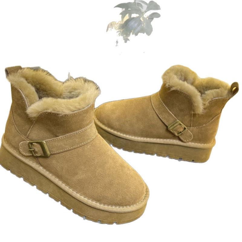 Thick-soled snow boots women's winter versatile warm piled thickened sleeve non-slip short boots