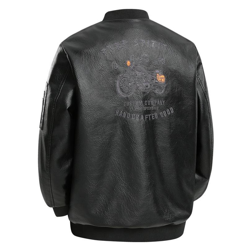 Men's Plus Size Retro Leather Baseball Jacket - Spring/Autumn 2025 Collection