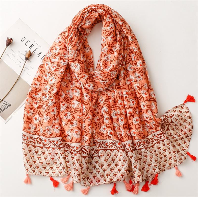 Fashion Paisley Abstract Floral Tassel Viscose Shawl Scarf Lady High Quality Wrap Thin Pashmina Stole Muslim Hijab 180*90Cm