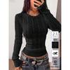 Women S V Neck Twisted Knit Sweater Slim Fit Short Length Long Sleeve Hot Girl Style