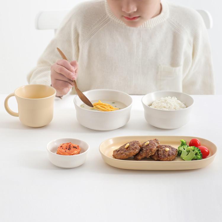 Tackaon Milky Children's Ceramic Tableware Set 5p Kids Toddler Children Elementary School Student Bowl