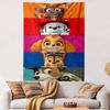 Cute Cartoon Dogs with Colorful Backgrounds Patterned Tapestry Home Decor, Suitable for Bedroom and Living Room, Gift