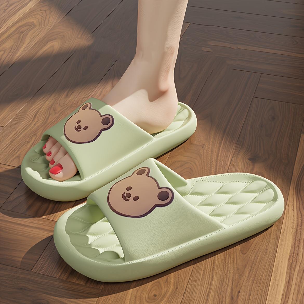 

Мягкая подошва Kawaii Медведь Узор Облачные шлепанцы, Удобные повседневные тапочки-подушки для душа 42-43